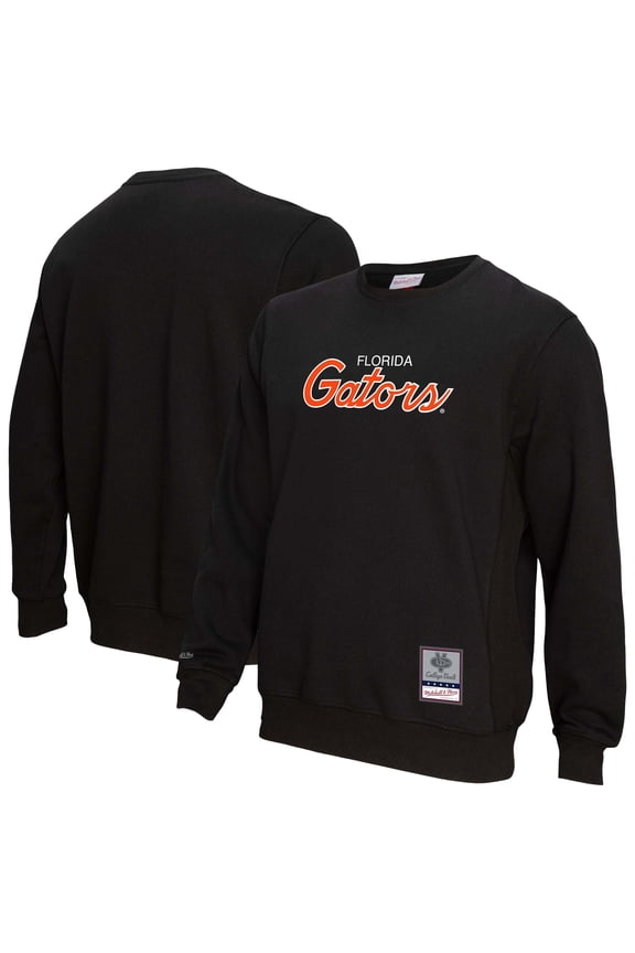 Men's Mitchell & Ness  Black Florida Gators Elite Script Pullover Sweatshirt