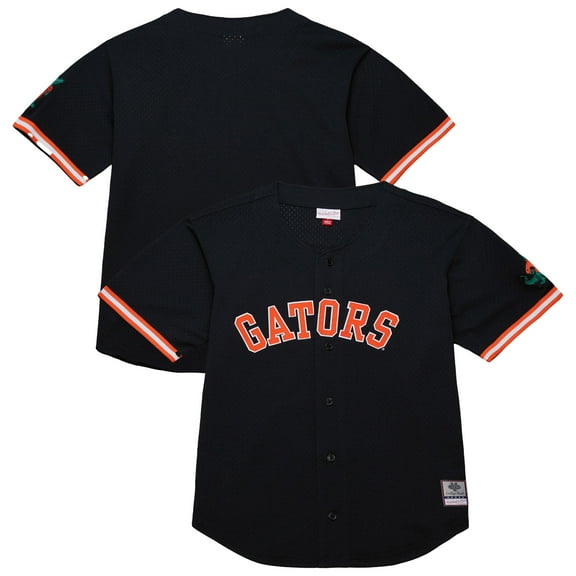 Men's Mitchell & Ness Black Florida Gators On The Clock Full-Button Fashion Jersey