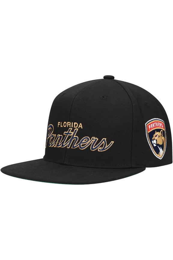 Men's Mitchell & Ness Black Florida Panthers Core Team Script 2.0 Snapback Hat