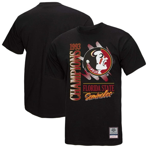 Men's Mitchell & Ness  Black Florida State Seminoles Retro Brush Mineral Wash T-Shirt