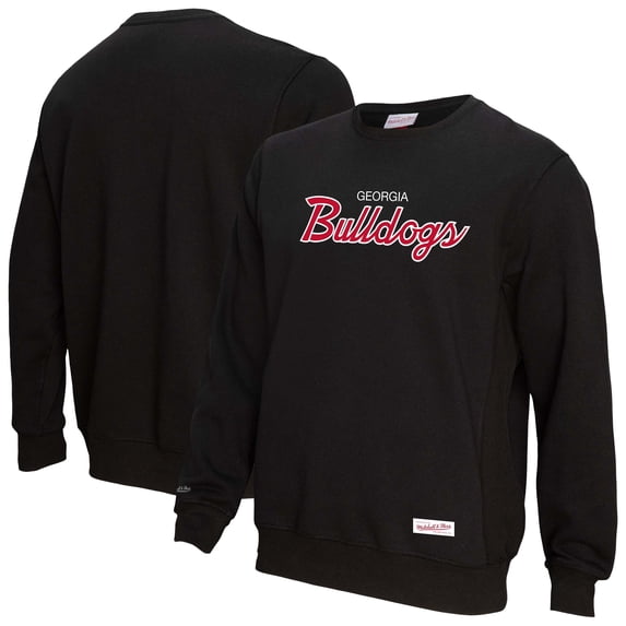 Men's Mitchell & Ness Black Georgia Bulldogs Elite Script Pullover Sweatshirt