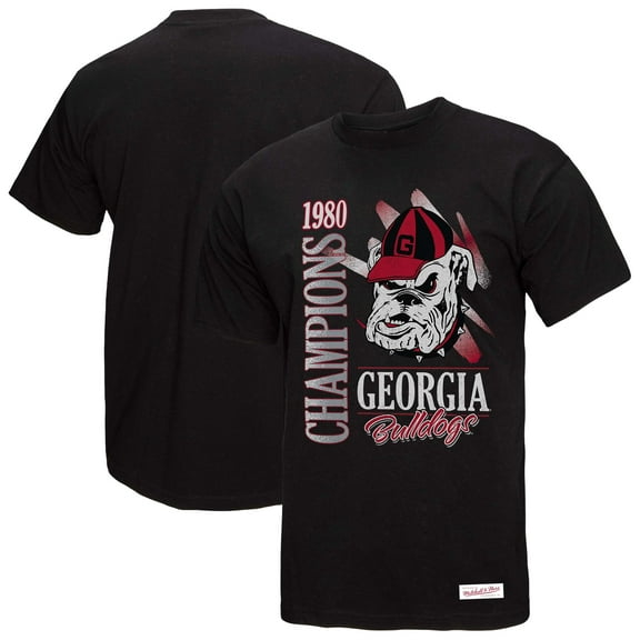 Men's Mitchell & Ness  Black Georgia Bulldogs Retro Brush Mineral Wash T-Shirt