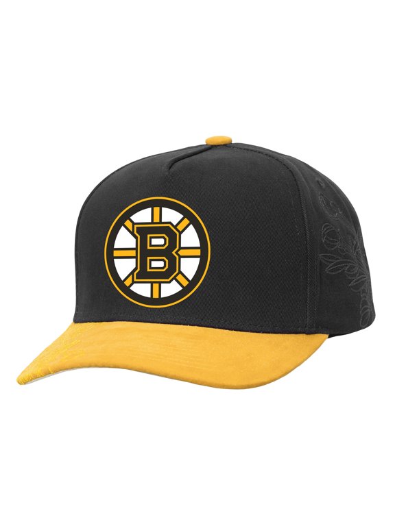 Men's Mitchell & Ness Black/Gold Boston Bruins May Flowers Pro Crown Adjustable Hat