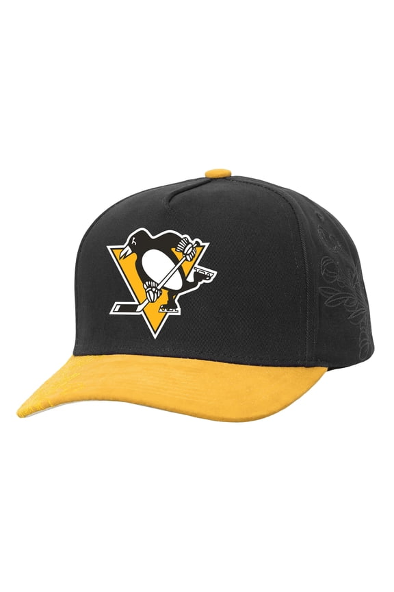Men's Mitchell & Ness Black/Gold Pittsburgh Penguins May Flowers Pro Crown Adjustable Hat