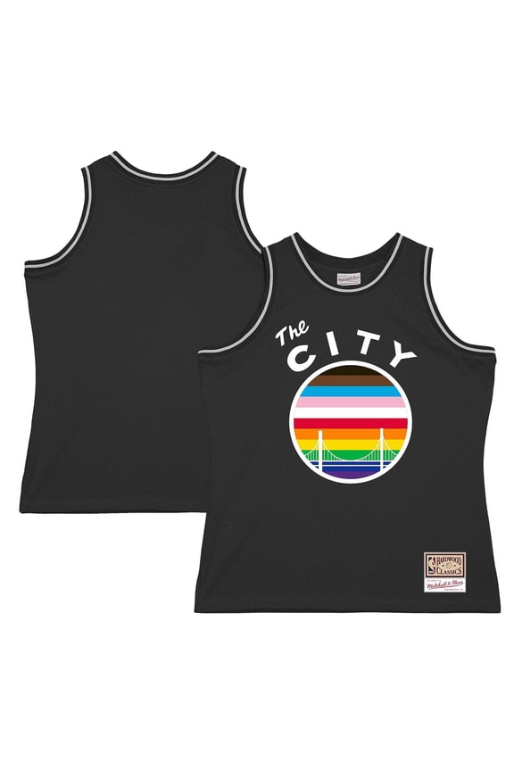 Men's Mitchell & Ness Black Golden State Warriors Hardwood Classic Pride Jersey