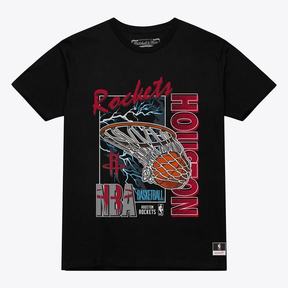 Men's Mitchell & Ness Black Houston Rockets Lightning Swish T-Shirt