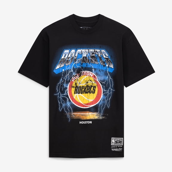 Men's Mitchell & Ness Black Houston Rockets Lightning T-Shirt