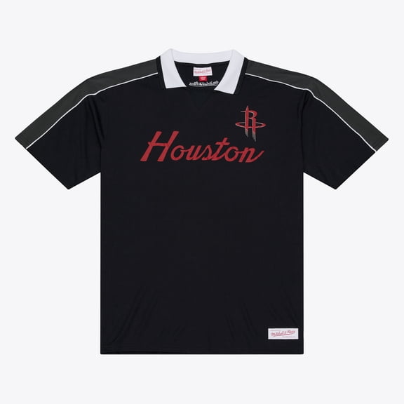 Men's Mitchell & Ness  Black Houston Rockets Polo Jersey
