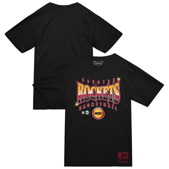 Men's Mitchell & Ness Black Houston Rockets Worldwide Collection Glow Up T-Shirt