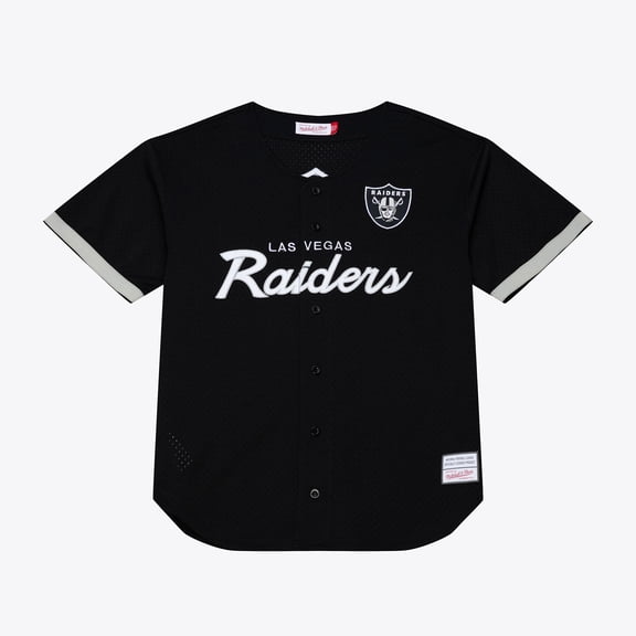Men's Mitchell & Ness Black Las Vegas Raiders Head Coach Mesh Full-Button Fashion Jersey
