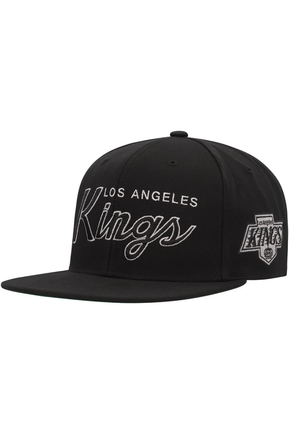 Men's Mitchell & Ness Black Los Angeles Kings Core Team Script 2.0 Snapback Hat