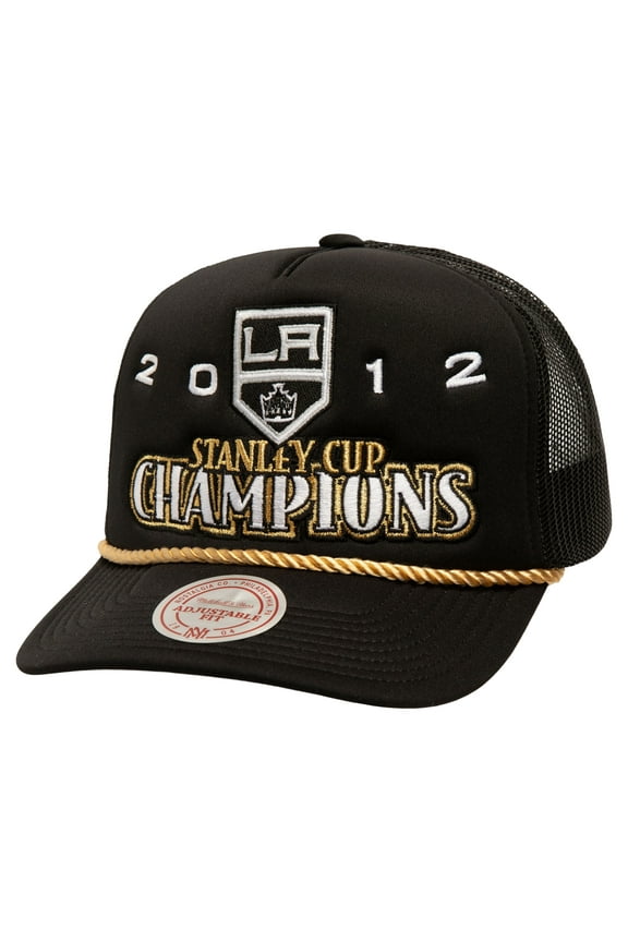 Men's Mitchell & Ness Black Los Angeles Kings SOUL Collection Golden Stanley Cup Champions Trucker Adjustable Hat