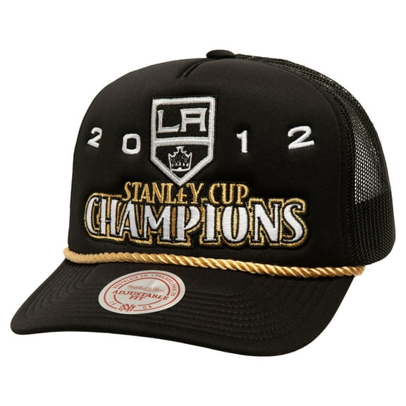 Men's Mitchell & Ness Black Los Angeles Kings SOUL Collection Golden Stanley Cup Champions Trucker Adjustable Hat