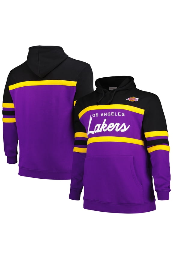 Men's Mitchell & Ness Black Los Angeles Lakers Big & Tall Hardwood Classics Head Coach Pullover Hoodie