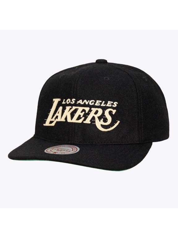 Men's Mitchell & Ness Black Los Angeles Lakers Hardwood Classics Retro Roots Vintage Adjustable Hat