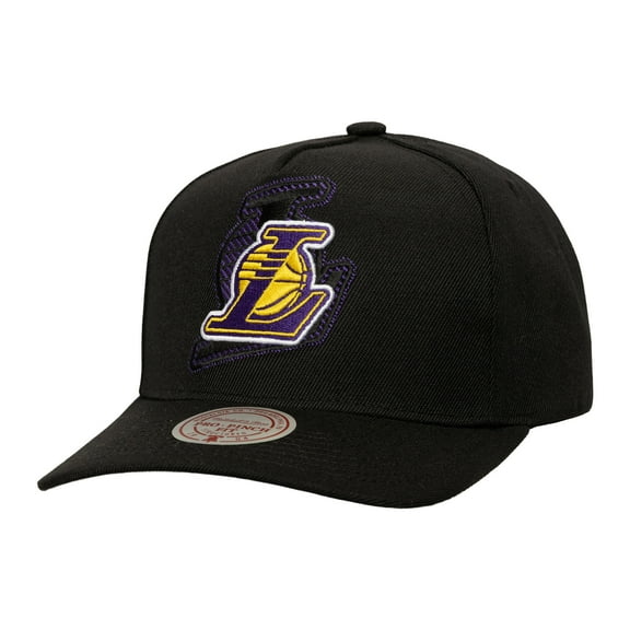 Men's Mitchell & Ness Black Los Angeles Lakers Tilted Pro Pinch Adjustable Hat