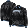 thumbnail image 1 of Men's Mitchell & Ness Black Minnesota Timberwolves Big & Tall Hardwood Classics Wordmark Satin Raglan Full-Zip Jacket, 1 of 3