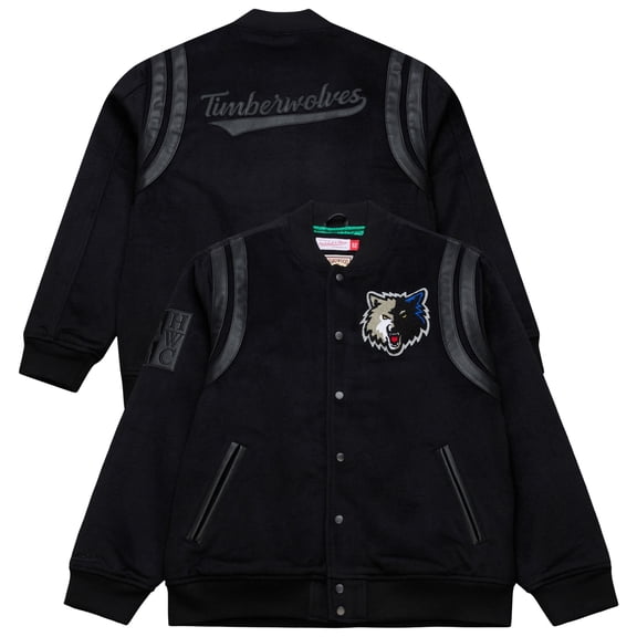 Men's Mitchell & Ness Black Minnesota Timberwolves Hardwood Classics Nights Walk the Tunnel Full-Snap Varsity Jacket