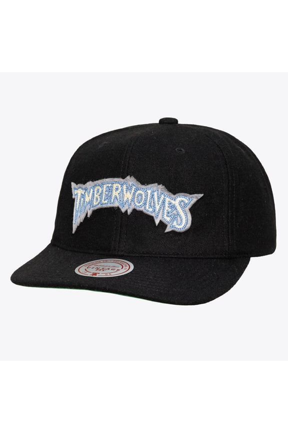 Men's Mitchell & Ness Black Minnesota Timberwolves Hardwood Classics Retro Roots Vintage Adjustable Hat