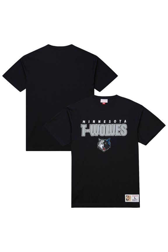 Men's Mitchell & Ness Black Minnesota Timberwolves Hardwood Classics Throw It Back Premium T-Shirt