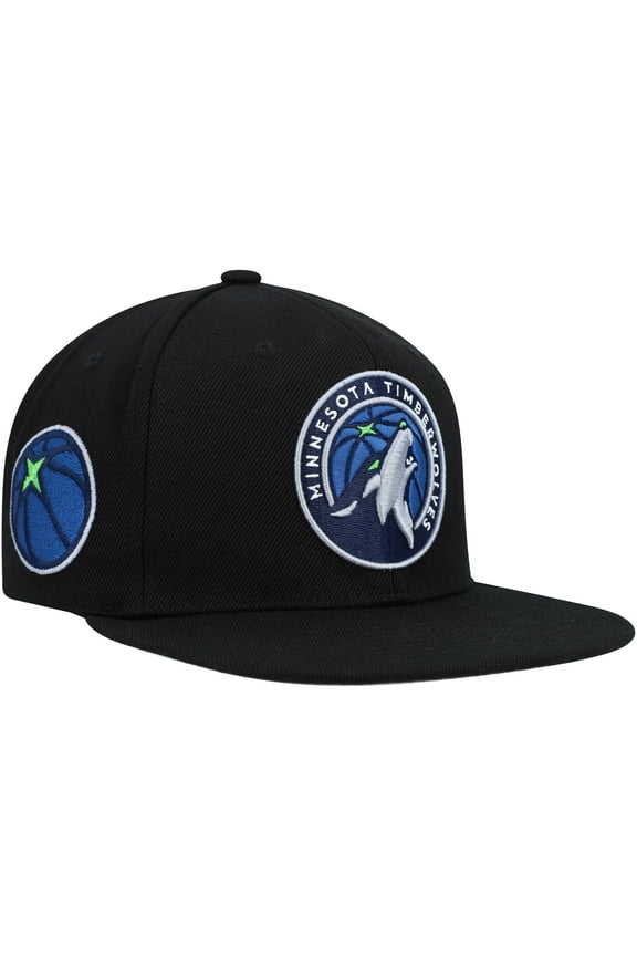 Men's Mitchell & Ness Black Minnesota Timberwolves Side Core 2.0 Snapback Hat