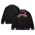 thumbnail image 1 of Men's Mitchell & Ness Black New York Knicks Hardwood Classics  Throwback Wordmark Raglan Full-Snap Jacket, 1 of 5