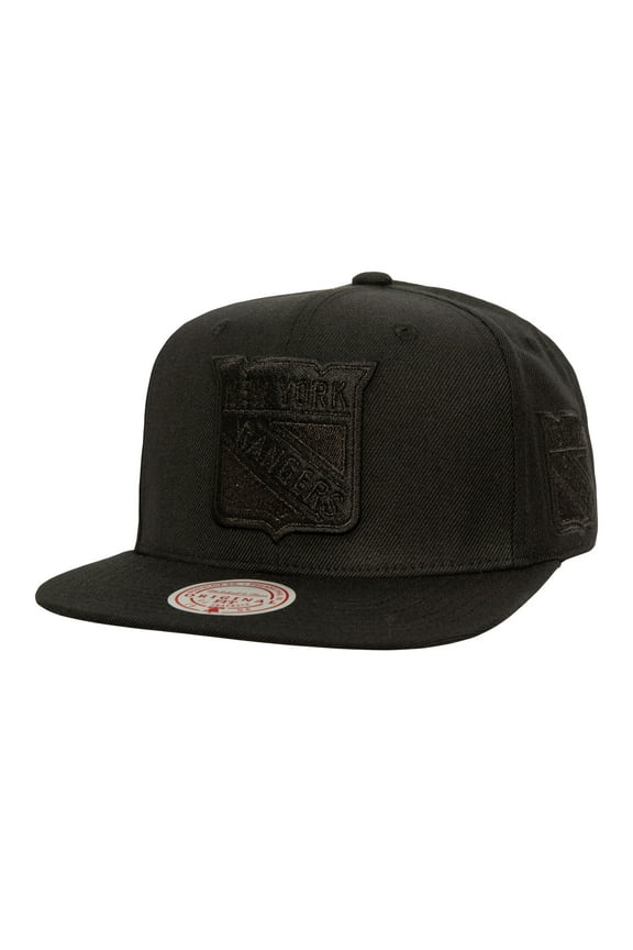 Men's Mitchell & Ness Black New York Rangers Soul Strike Pearl Tonal Snapback Hat