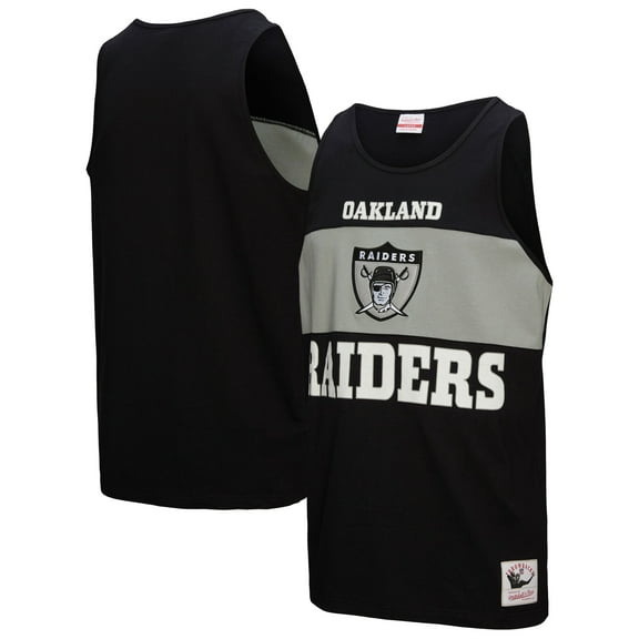 Men's Mitchell & Ness Black Oakland Raiders Retro Colorblock Tank Top