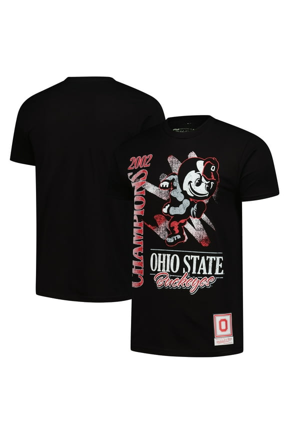 Men's Mitchell & Ness Black Ohio State Buckeyes Retro Brush Mineral Wash T-Shirt
