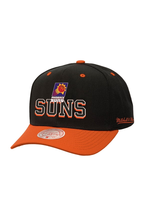 Men's Mitchell & Ness Black/Orange Phoenix Suns Backside Script Two-Tone Pro Crown Adjustable Hat