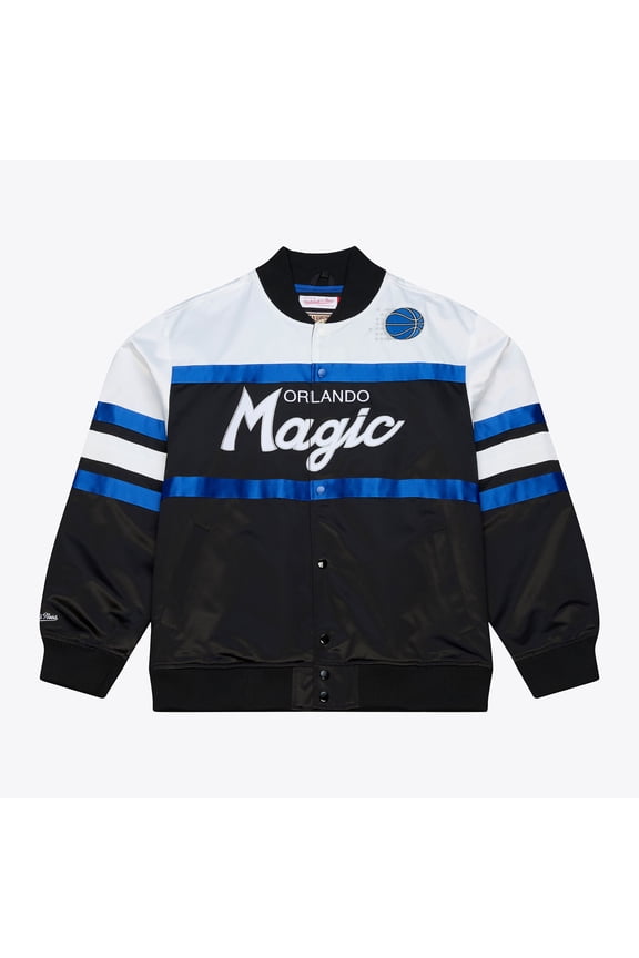 Men's Mitchell & Ness Black Orlando Magic Hardwood Classics Head Coach Lightweight Satin Full-Snap Jacket