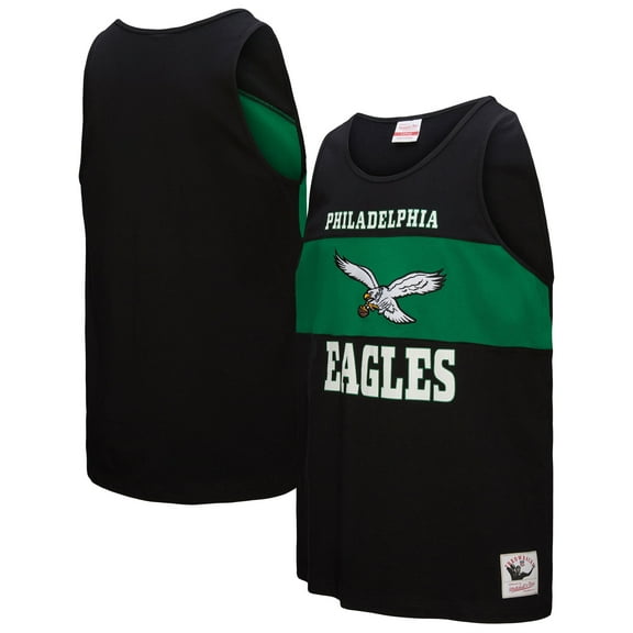 Men's Mitchell & Ness Black Philadelphia Eagles Retro Colorblock Tank Top