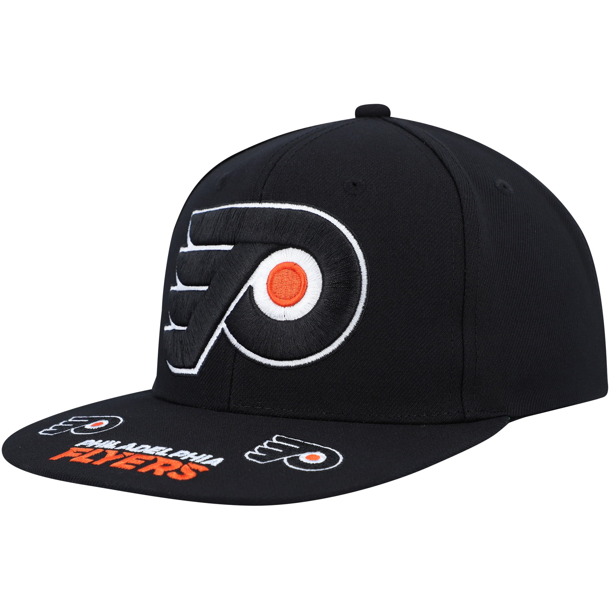 Men's Mitchell \u0026 Ness Black Philadelphia Flyers Vintage Hat Trick Snapback Hat