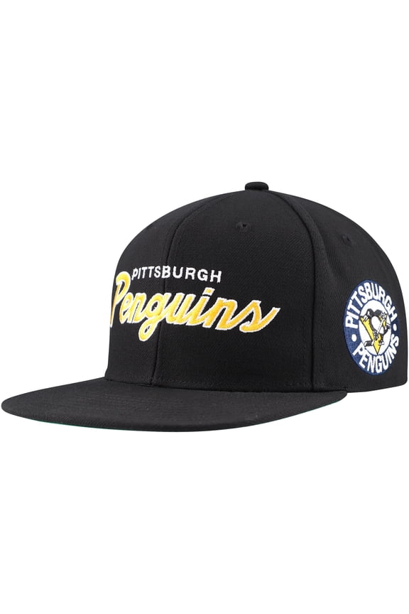 Men's Mitchell & Ness Black Pittsburgh Penguins Core Team Script 2.0 Snapback Hat