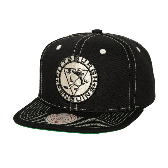 Men's Mitchell & Ness Black Pittsburgh Penguins Energy Contrast Natural Snapback Hat
