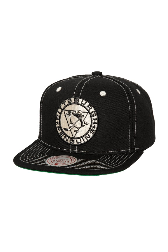 Men's Mitchell & Ness Black Pittsburgh Penguins Energy Contrast Natural Snapback Hat