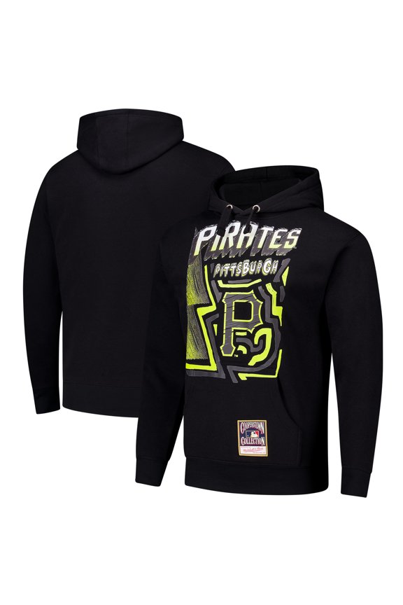 Men's Mitchell & Ness Black Pittsburgh Pirates Sidewalk Sketch Pullover Hoodie