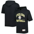 thumbnail image 1 of Men's Mitchell & Ness Black Pittsburgh Steelers Washed Short Sleeve Pullover Hoodie, 1 of 4
