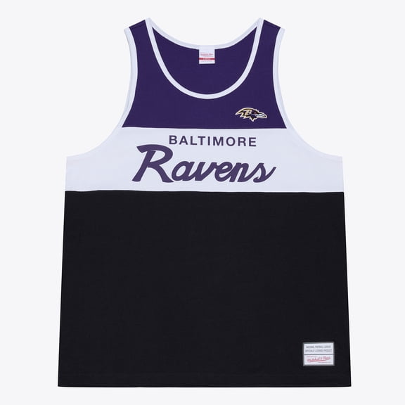 Men's Mitchell & Ness Black/Purple Baltimore Ravens Head Coach Tank Top