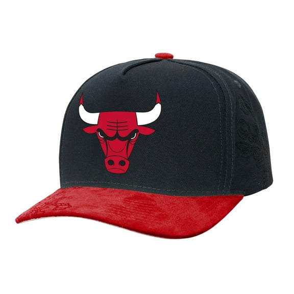 Men's-Mitchell & Ness Black/Red Chicago Bulls May Flowers Adjustable Hat