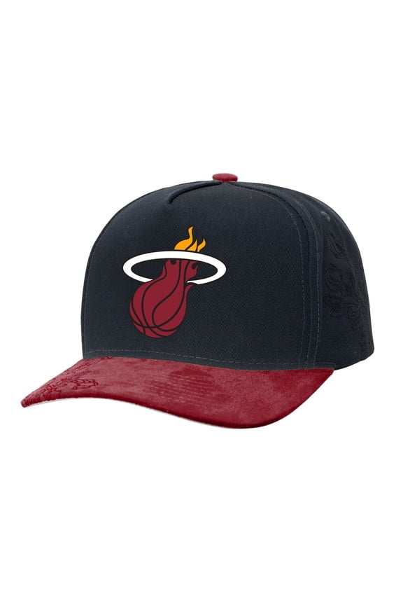 Men's-Mitchell & Ness Black/Red Miami Heat May Flowers Adjustable Hat
