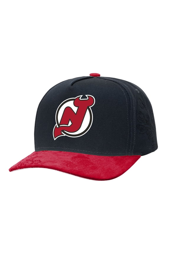 Men's Mitchell & Ness Black/Red New Jersey Devils May Flowers Pro Crown Adjustable Hat
