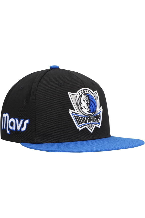 Men's Mitchell & Ness Black/Royal Dallas Mavericks Side Core 2.0 Snapback Hat