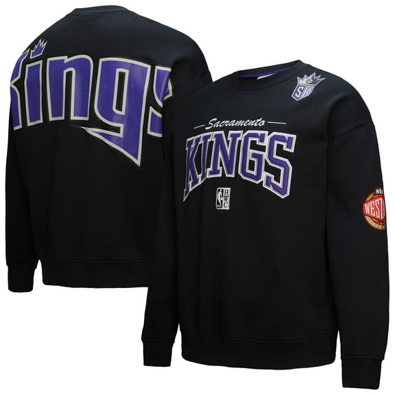 Men's Mitchell & Ness Black Sacramento Kings Hardwood Classics There & Back 2.0 Vintage Pullover Sweatshirt