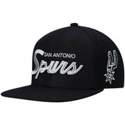 Mens Mitchell & Ness Black San Antonio Spurs Hardwood Classics Script 2.0 Snapback Hat
