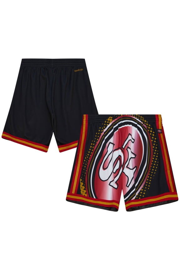 Men's Mitchell & Ness Black San Francisco 49ers Big Face 7.0 Fashion Shorts