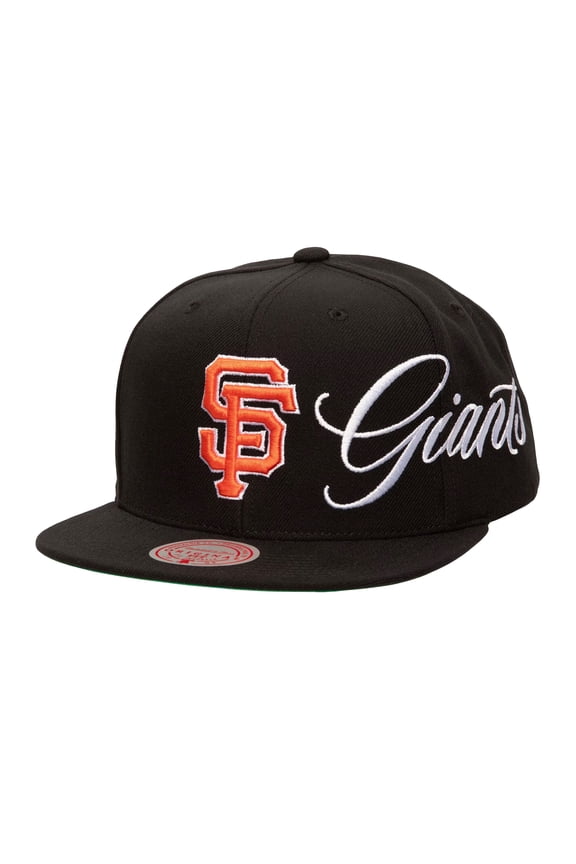 Men's Mitchell & Ness Black San Francisco Giants Just Don x MLB Lux Script Snapback Hat