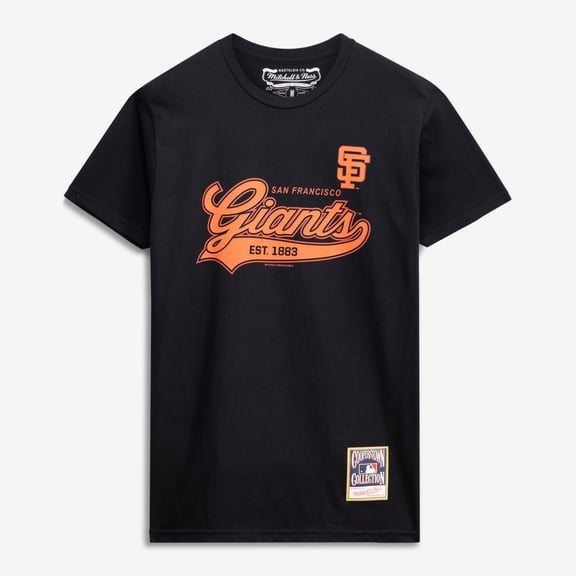 Men's Mitchell & Ness  Black San Francisco Giants Script Sweep Arch T-Shirt