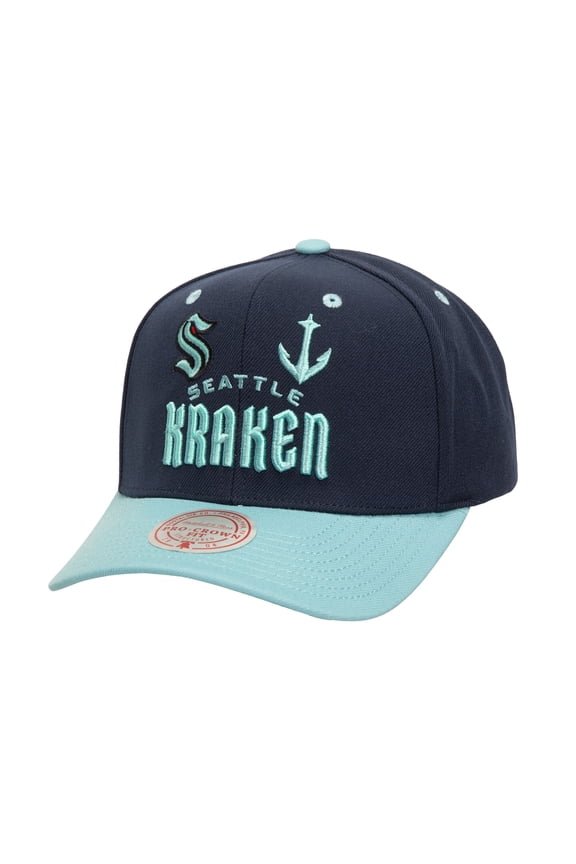 Men's Mitchell & Ness Black Seattle Kraken All In 2.0 Pro Crown Adjustable Hat