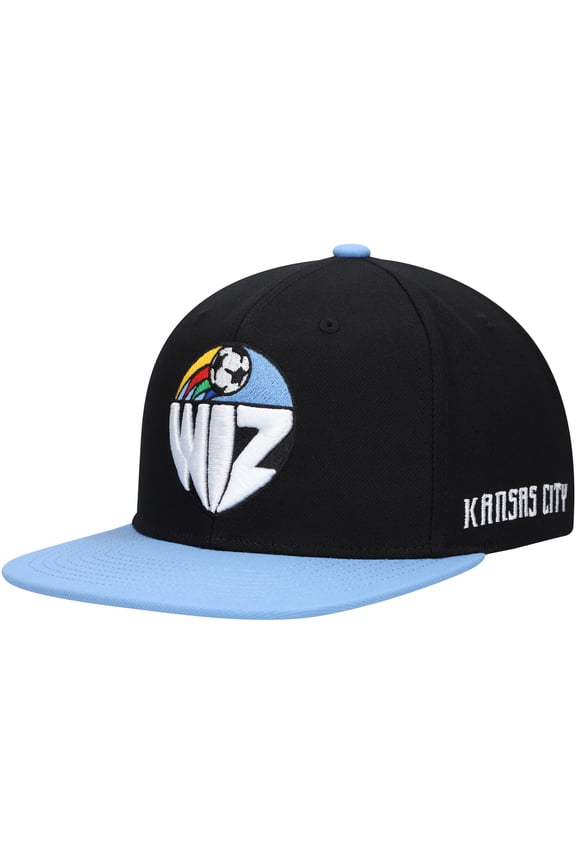 Men's Mitchell & Ness Black Sporting Kansas City Throwback Logo Snapback Hat